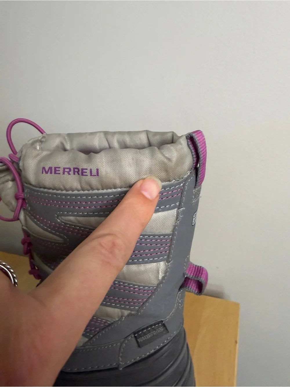 Merrell Kids Gray and Pink Insulated Snow Boots